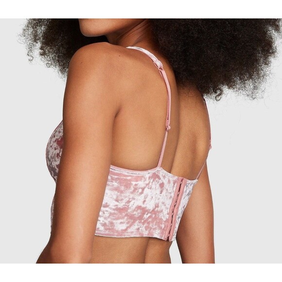 Victoria's Secret PINK Wireless Lightly Lined Corset Bra Top Size XL Cami Velvet - Picture 3 of 11